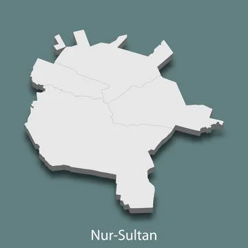 3d isometric map of Nur-Sultan is a city of Kazakhstan 스톡 일러스트