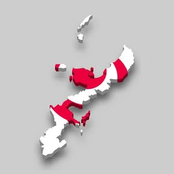 3d isometric Map of Okinawa is a prefecture of Japan Stock-Illustration