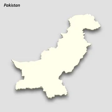 3d isometric map of Pakistan isolated with shadow Stock Illustration