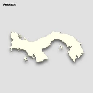 3d isometric map of Panama isolated with shadow Illustrazione stock