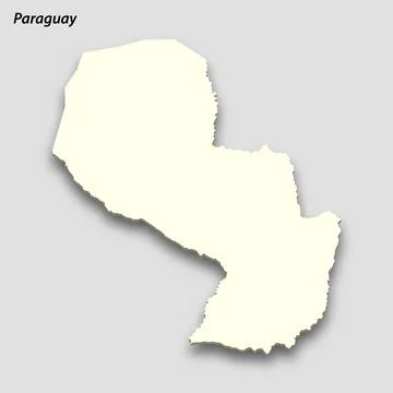 3d isometric map of Paraguay isolated with shadow Stock-Illustration