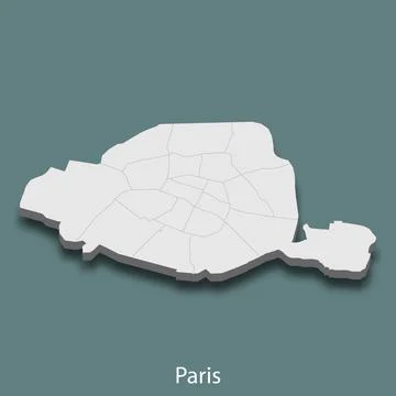 3d isometric map of Paris is a city of France Stock Illustration