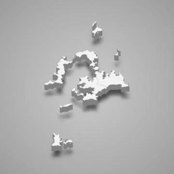3d isometric map of Penghu County is a region of Taiwan Stock-Illustration