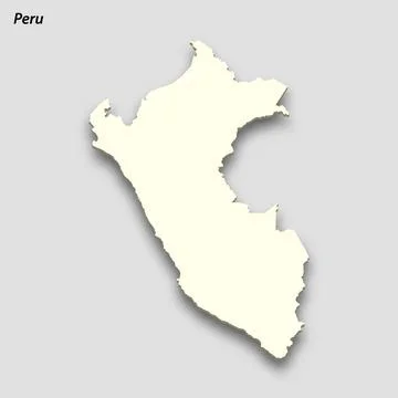 3d isometric map of Peru isolated with shadow 스톡 일러스트