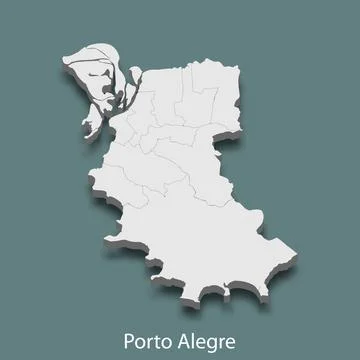 3d isometric map of Porto Alegre is a city of Brazil Ilustração Stock