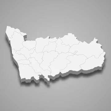 3d isometric map of Porto is a district of Portugal Ilustração Stock