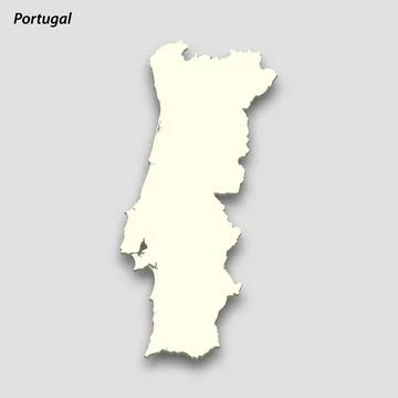 3d isometric map of Portugal isolated with shadow Illustrazione stock