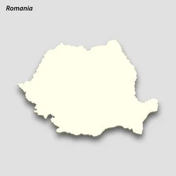 3d isometric map of Romania isolated with shadow Illustrazione stock