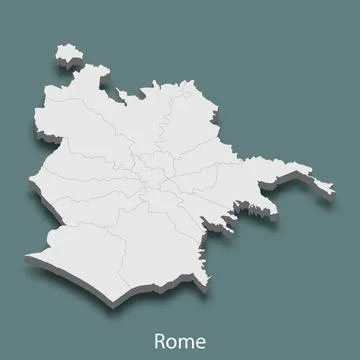 3d isometric map of Rome is a city of Italy Stock Illustration