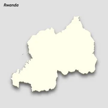 3d isometric map of Rwanda isolated with shadow Stock Illustration