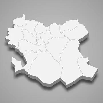 3d isometric map of Saida is a region of Algeria Illustration