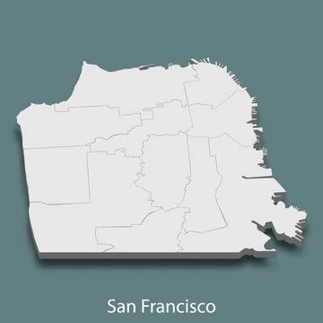 3d isometric map of San Francisco is a city of United States Stock Illustration