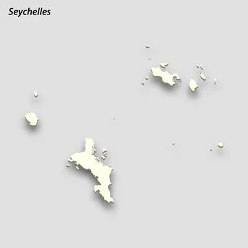 3d isometric map of Seychelles isolated with shadow Stock Illustration