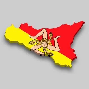 3d isometric Map of Sicily is a region of Italy Ilustração Stock