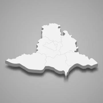 3d isometric map of South Moravia is a region of Czech Republic Stock Illustration
