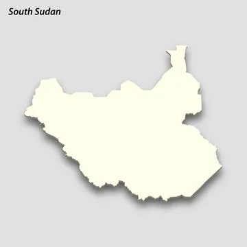 3d isometric map of South Sudan isolated with shadow Stock Illustration