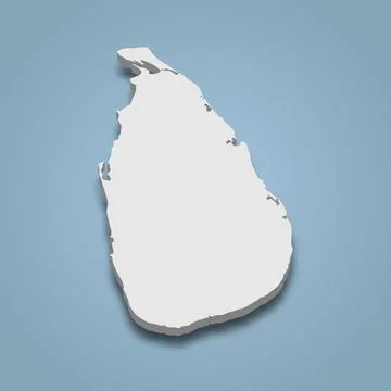 3d isometric map of Sri Lanka is an island in Indian Ocean Stock Illustration