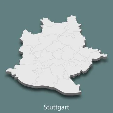 3d isometric map of Stuttgart is a city of Germany Stock Illustration