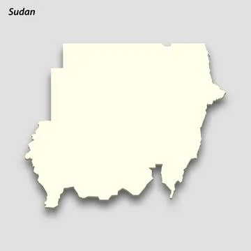3d isometric map of Sudan isolated with shadow Illustrazione stock