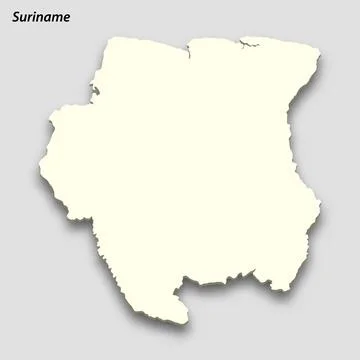 3d isometric map of Suriname isolated with shadow Stock Illustration