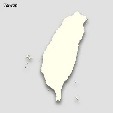 3d isometric map of Taiwan isolated with shadow 스톡 일러스트