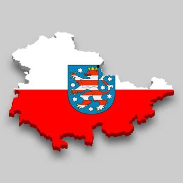 3d isometric Map of Thuringia is a state of Germany Illustrazione stock