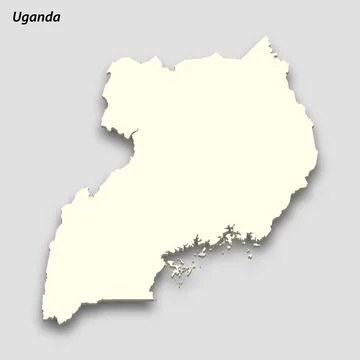 3d isometric map of Uganda isolated with shadow Illustrazione stock