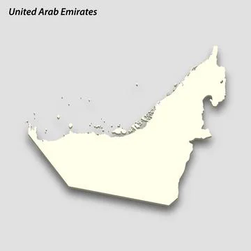 3d isometric map of United Arab Emirates isolated with shadow Illustrazione stock