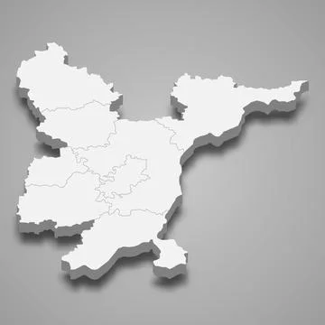 3d isometric map of Utena county is a region of Lithuania Stock-Illustration