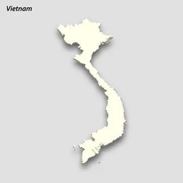 3d isometric map of Vietnam isolated with shadow Illustrazione stock