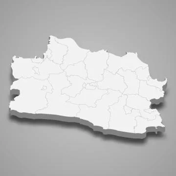 3d isometric map of West Java is a province of Indonesia Stock Illustration