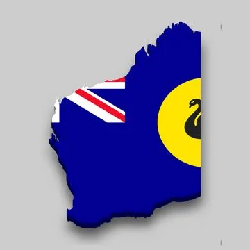 3d isometric Map of Western Australia is a state of Australia Stock Illustration