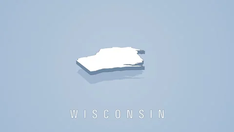 3D isometric map of Wisconsin with soft shadow Stock Footage 312117932