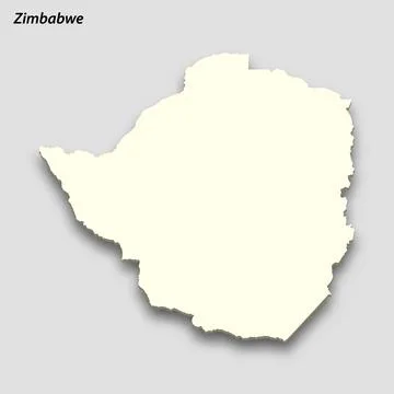3d isometric map of Zimbabwe isolated with shadow Stock Illustration