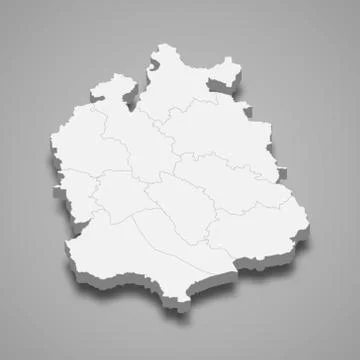 3d isometric map of Zurich is a canton of Switzerland Stock Illustration