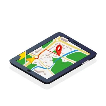 3d isometric mobile GPS navigation concept Stock Illustration