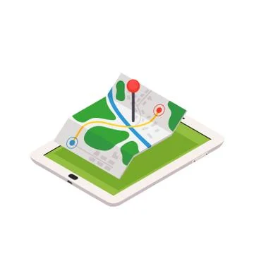 3d isometric mobile GPS navigation concept Illustrazione stock