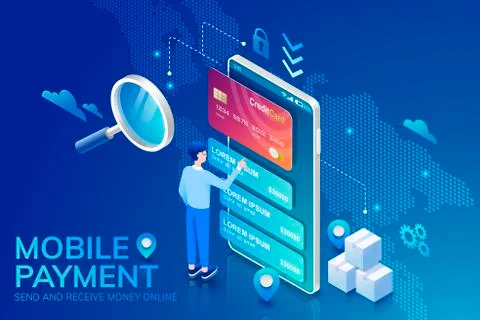 3d isometric mobile payment Illustrazione stock