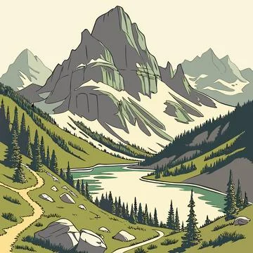 3D Isometric Mountain Landscape Vector Illustration Stock Illustration