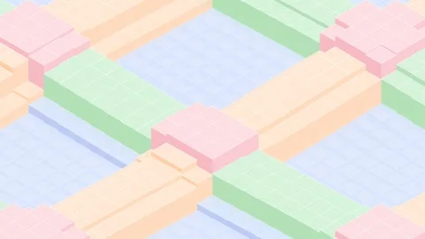 3D Isometric Pastel Maze Cross Wave Seamless Loop Background Stock Footage 345042291