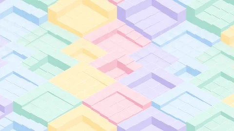 3D Isometric Pastel Maze Quilt Seamless Loop Background Stock Footage 345042286