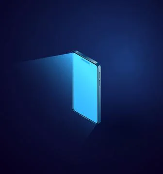 3d isometric phone vector. Smartphone blank screen mock up. Illustrazione stock