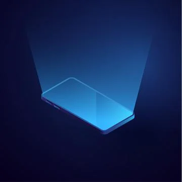 3d isometric phone vector. Smartphone blank screen mock up. Illustrazione stock