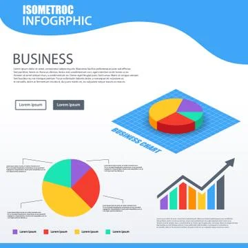 3D isometric Pie chart 4 option design element Stock Illustration
