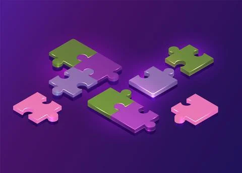 3d isometric puzzle pieces background. Jigsaw game Stockillustratie