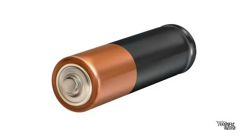 3D isometric realistic battery icon isolated on white background. AA Stock Illustration