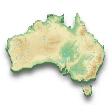 3d isometric relief map of Australia Stock Illustration