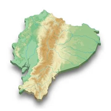 3d isometric relief map of Ecuador Stock Illustration