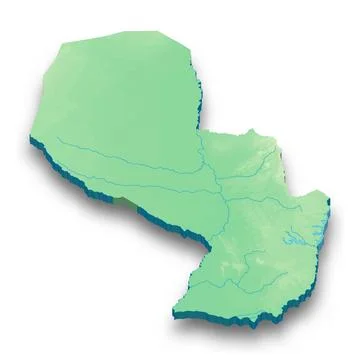 3d isometric relief map of Paraguay 스톡 일러스트