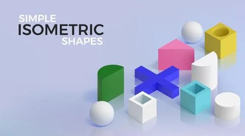 3D isometric shapes. Geometric background. Technology block cube. Abstract gr Stock Illustration